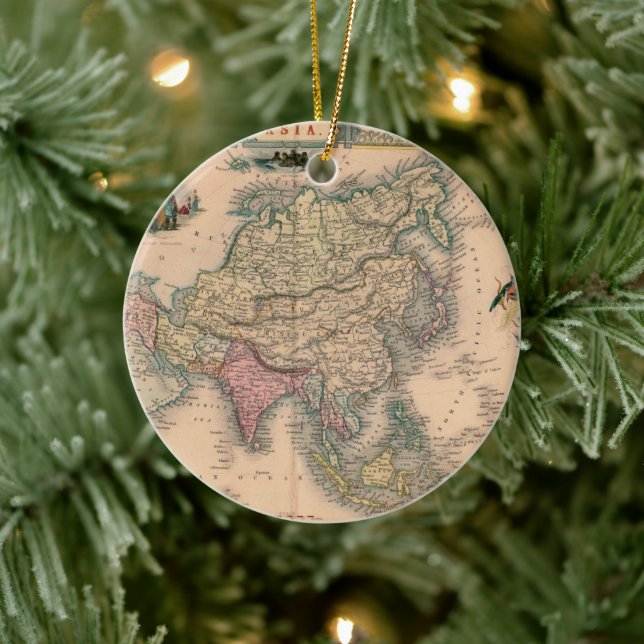 Antique Old Map Inspired (11) Ceramic Ornament (Tree)