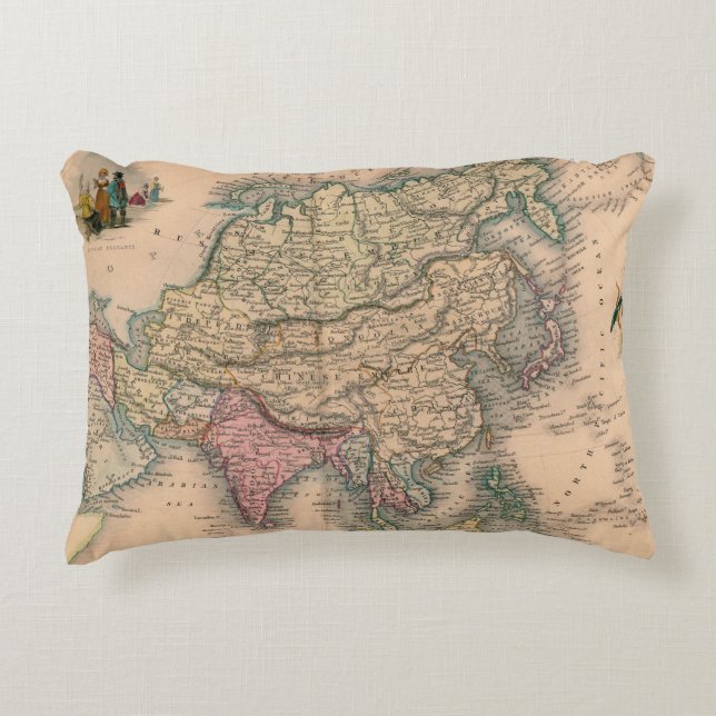 Antique Old Map Inspired (11) Decorative Cushion (Front)