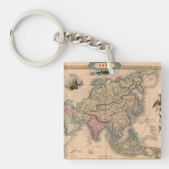 Antique Old Map Inspired (11) Key Ring (Front)