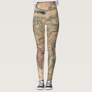 Antique Old Map Inspired (11) Leggings
