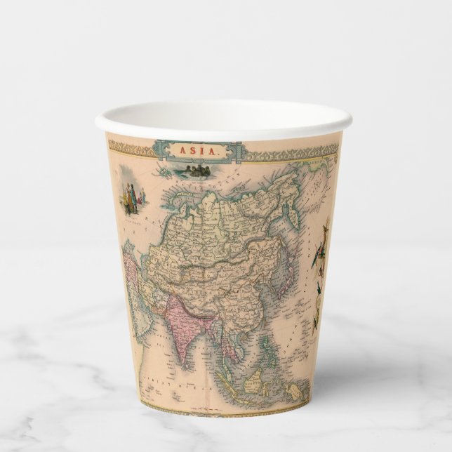 Antique Old Map Inspired (11) Paper Cups (Front)