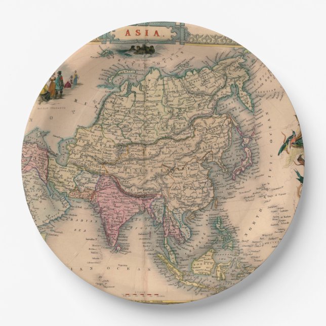 Antique Old Map Inspired (11) Paper Plate (Front)