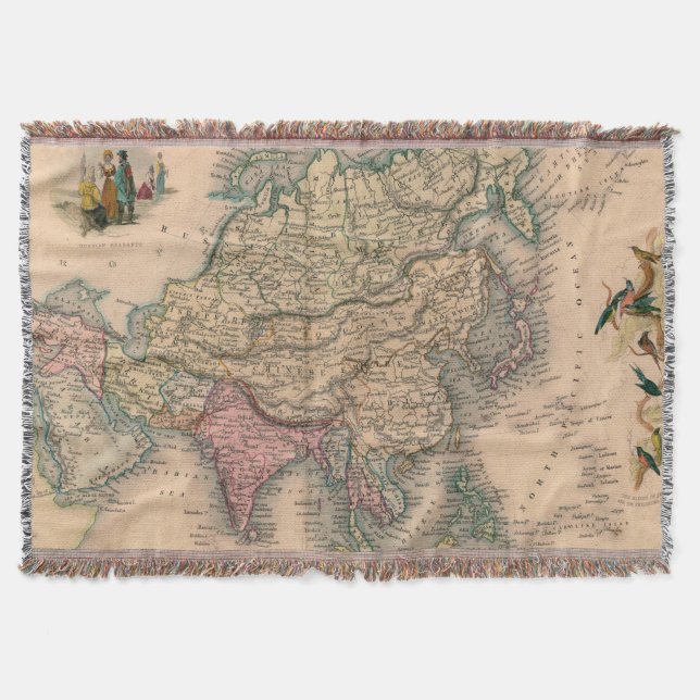 Antique Old Map Inspired (11) Throw Blanket (Front)