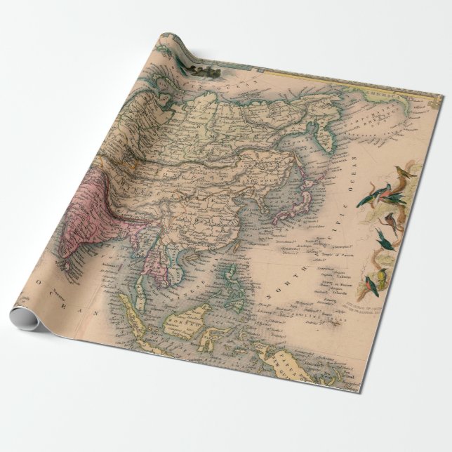 Antique Old Map Inspired (11) Wrapping Paper (Unrolled)