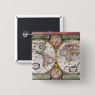 Antique Old Map Inspired (12) 15 Cm Square Badge