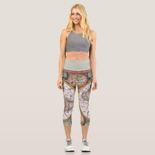 Antique Old Map Inspired (12) Capri Leggings