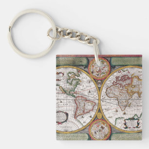 Antique Old Map Inspired (12) Key Ring