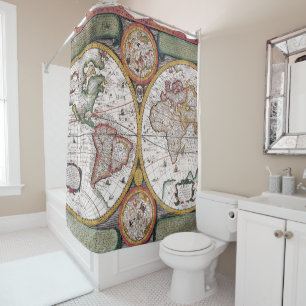 Antique Old Map Inspired (12) Shower Curtain