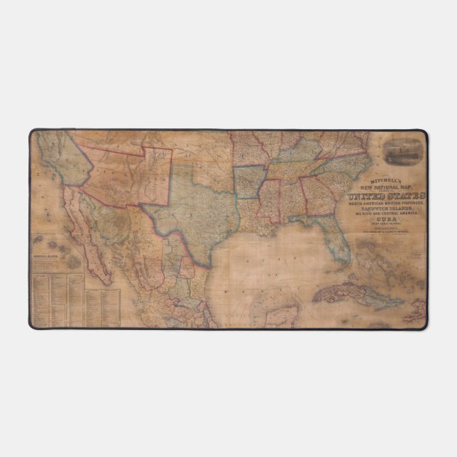 Antique Old Map Inspired (13) Desk Mat (Front)