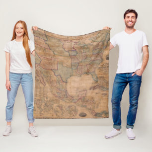 Antique Old Map Inspired (13) Fleece Blanket