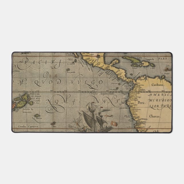 Antique Old Map Inspired (14) Luggage Tag Desk Mat (Front)