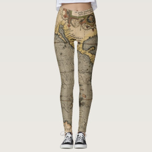 Antique Old Map Inspired (14) Luggage Tag Leggings