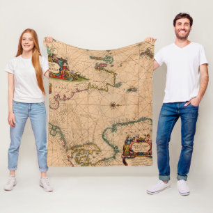 Antique Old Map Inspired (1) Fleece Blanket