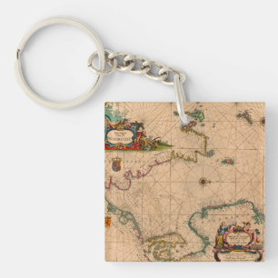 Antique Old Map Inspired (1) Key Ring