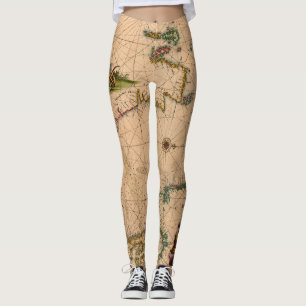 Antique Old Map Inspired (1) Leggings