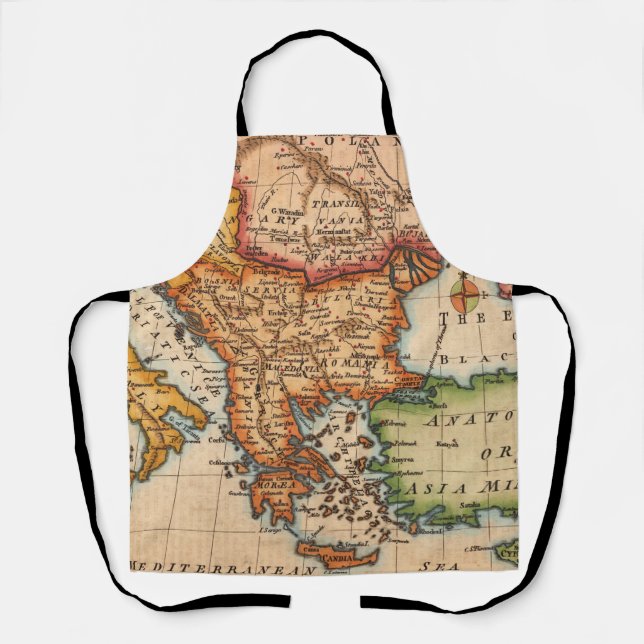 Antique Old Map Inspired (2) Apron (Front)