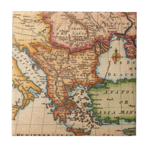 Antique Old Map Inspired (2) Ceramic Tile