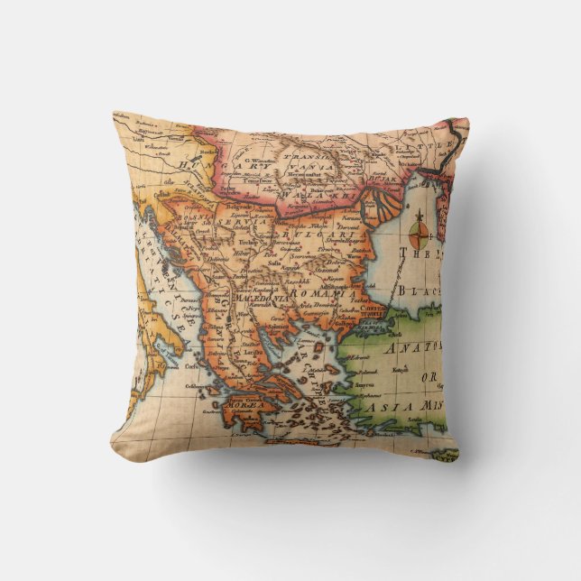Antique Old Map Inspired (2) Cushion (Front)