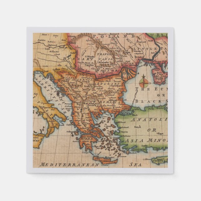 Antique Old Map Inspired (2) Napkin (Front)