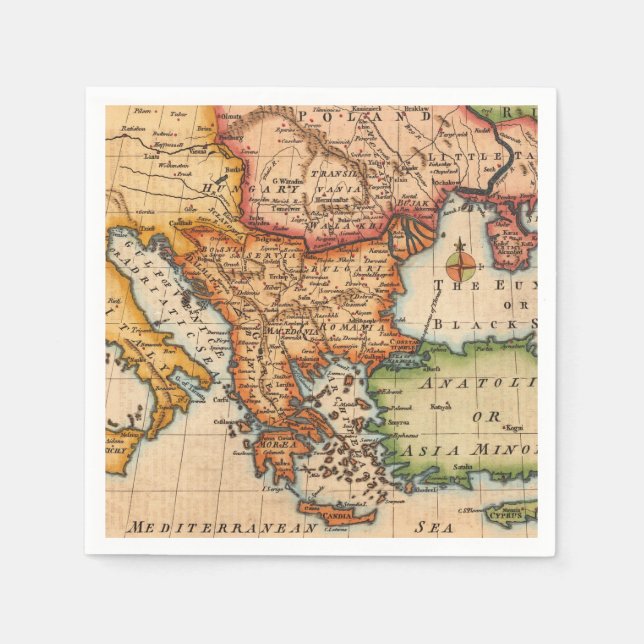 Antique Old Map Inspired (2) Napkin (Front)