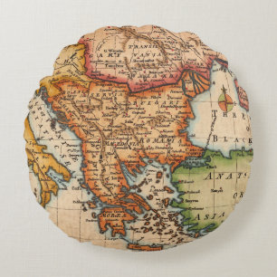 Antique Old Map Inspired (2) Round Cushion