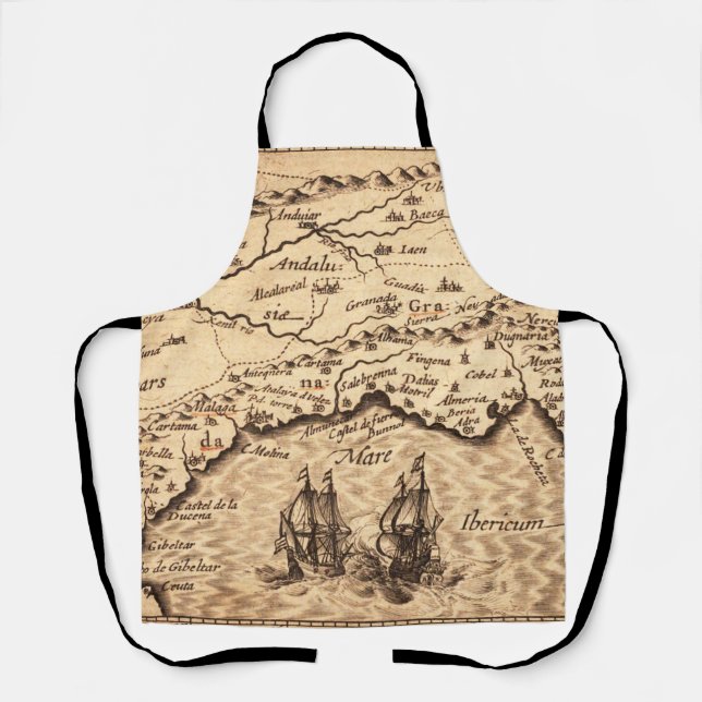 Antique Old Map Inspired (3) Apron (Front)