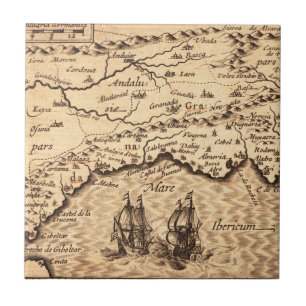 Antique Old Map Inspired (3) Ceramic Tile