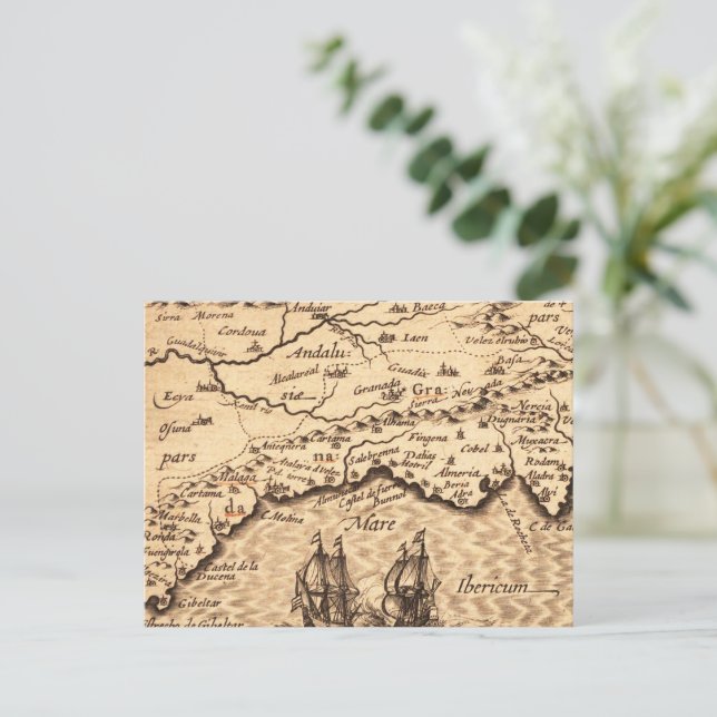 Antique Old Map Inspired (3) Postcard (Standing Front)