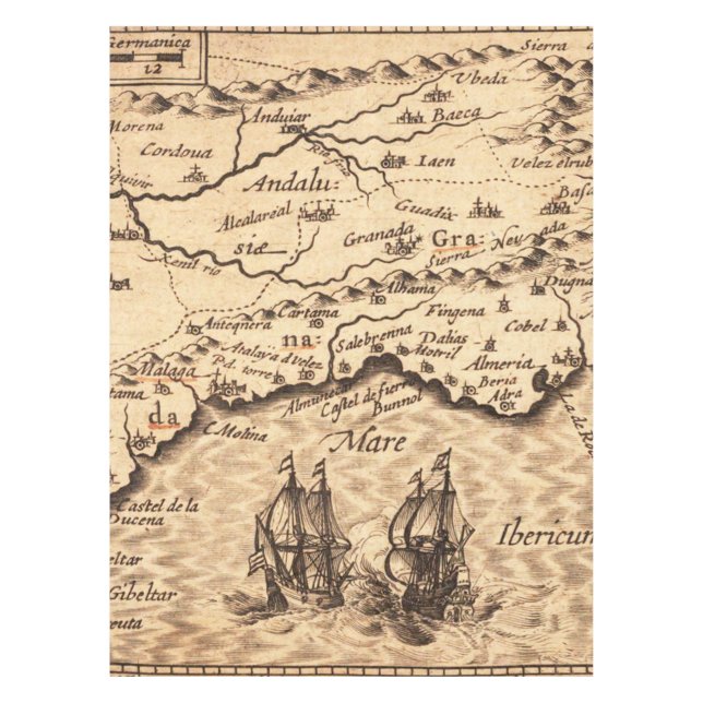 Antique Old Map Inspired (3) Tablecloth (Front)