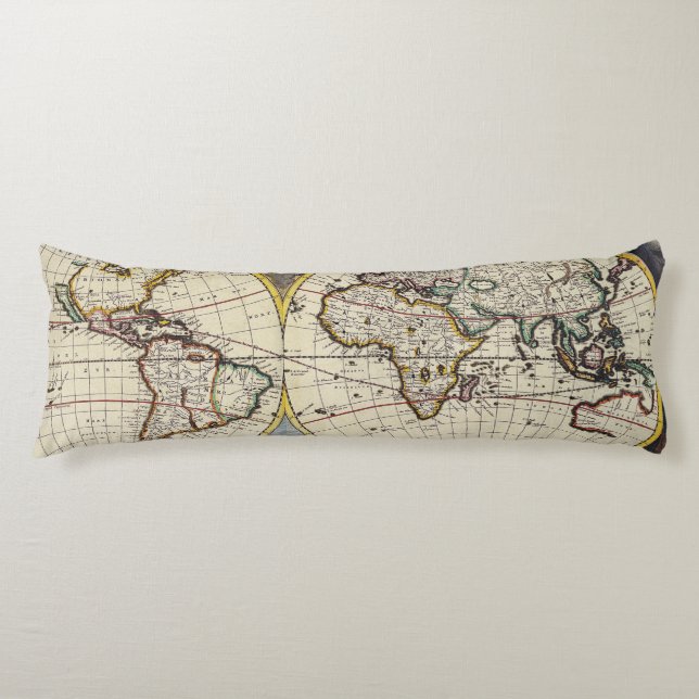 Antique Old Map Inspired (4) Body Cushion (Front)
