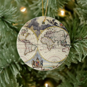 Antique Old Map Inspired (4) Ceramic Ornament