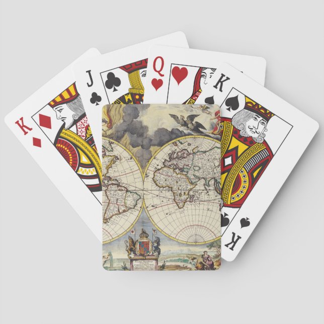 Antique Old Map Inspired (4) Playing Cards (Back)