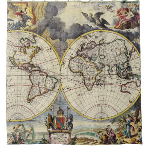 Antique Old Map Inspired (4) Shower Curtain