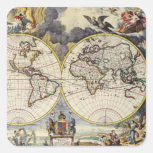 Antique Old Map Inspired (4) Square Sticker