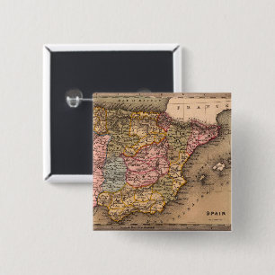 Antique Old Map Inspired (5) 15 Cm Square Badge