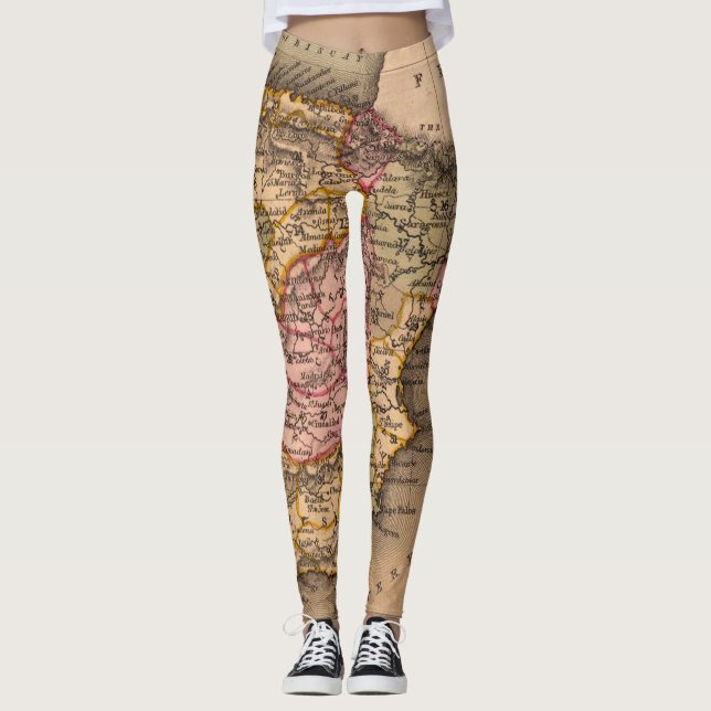 Antique Old Map Inspired (5) Leggings (Front)