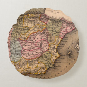 Antique Old Map Inspired (5) Round Cushion