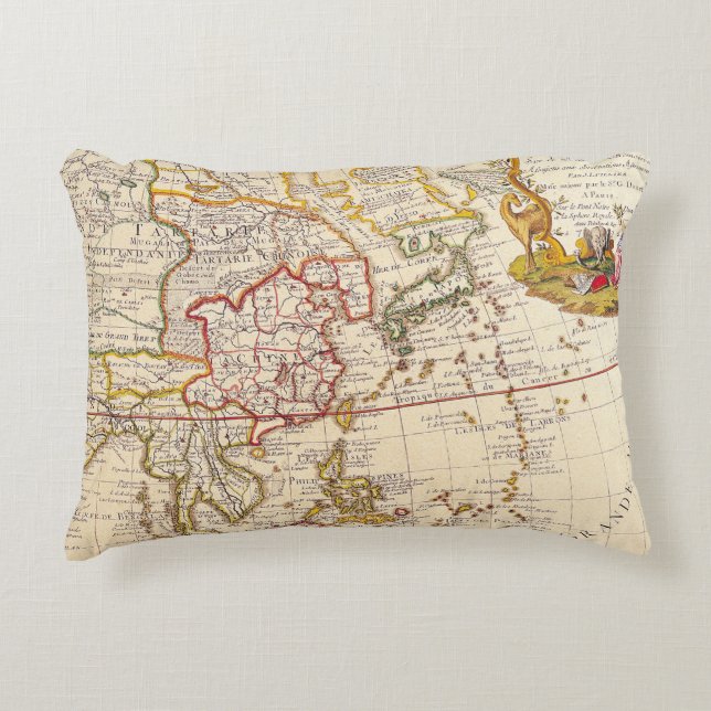 Antique Old Map Inspired (6) Decorative Cushion (Front)