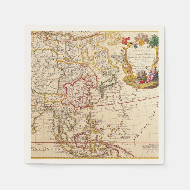 Antique Old Map Inspired (6) Napkin (Front)