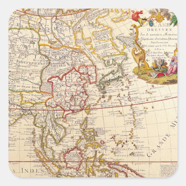 Antique Old Map Inspired (6) Square Sticker (Front)