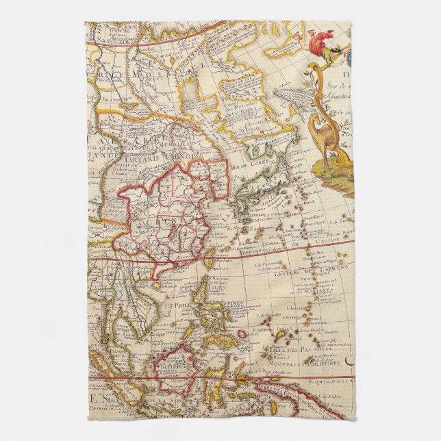 Antique Old Map Inspired (6) Tea Towel (Vertical)