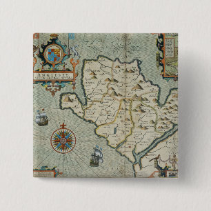 Antique Old Map Inspired (7) 15 Cm Square Badge