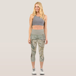 Antique Old Map Inspired (7) Capri Leggings