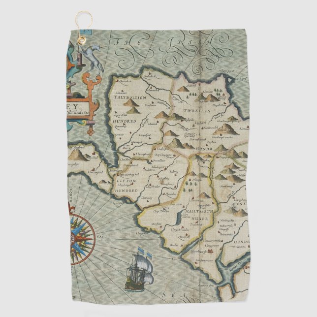 Antique Old Map Inspired (7) Golf Towel (Front)