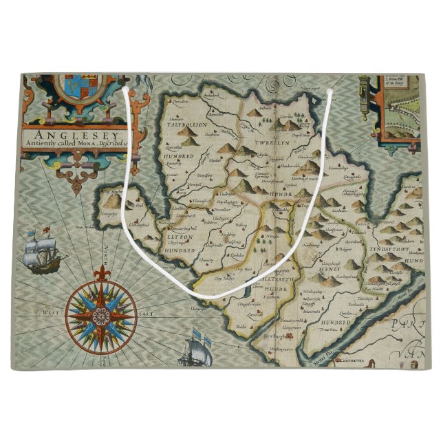 Antique Old Map Inspired (7) Large Gift Bag (Front)