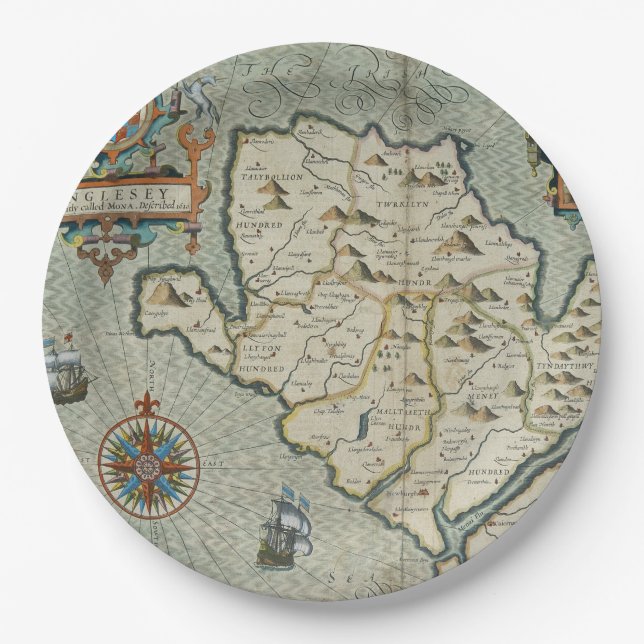 Antique Old Map Inspired (7) Paper Plate (Front)