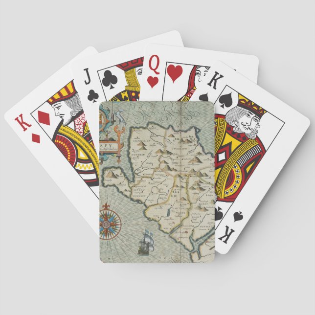 Antique Old Map Inspired (7) Playing Cards (Back)
