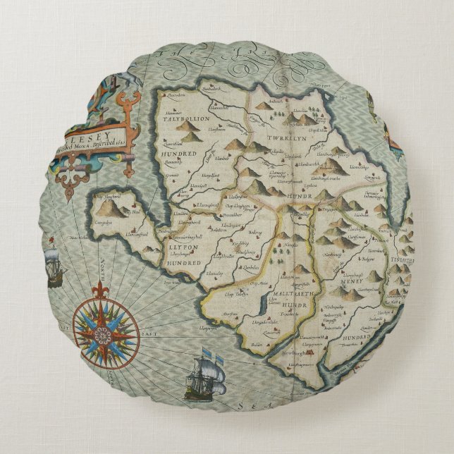 Antique Old Map Inspired (7) Round Cushion (Front)