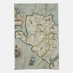 Antique Old Map Inspired (7) Tea Towel