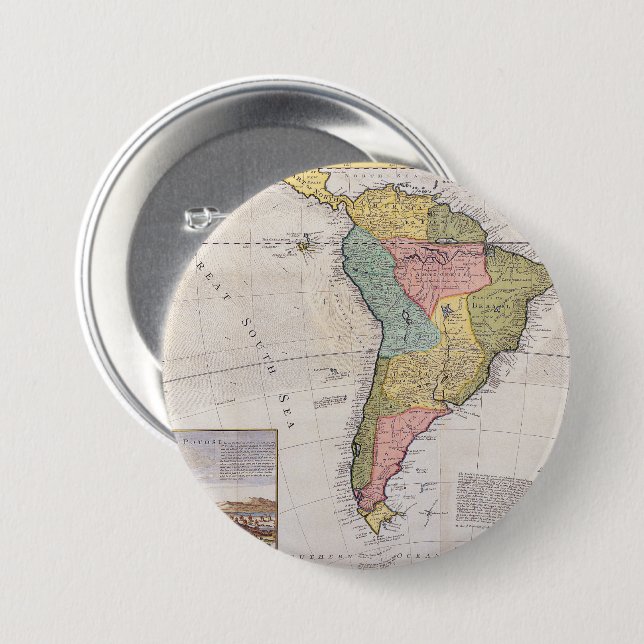 Antique Old Map Inspired (8) 7.5 Cm Round Badge (Front & Back)